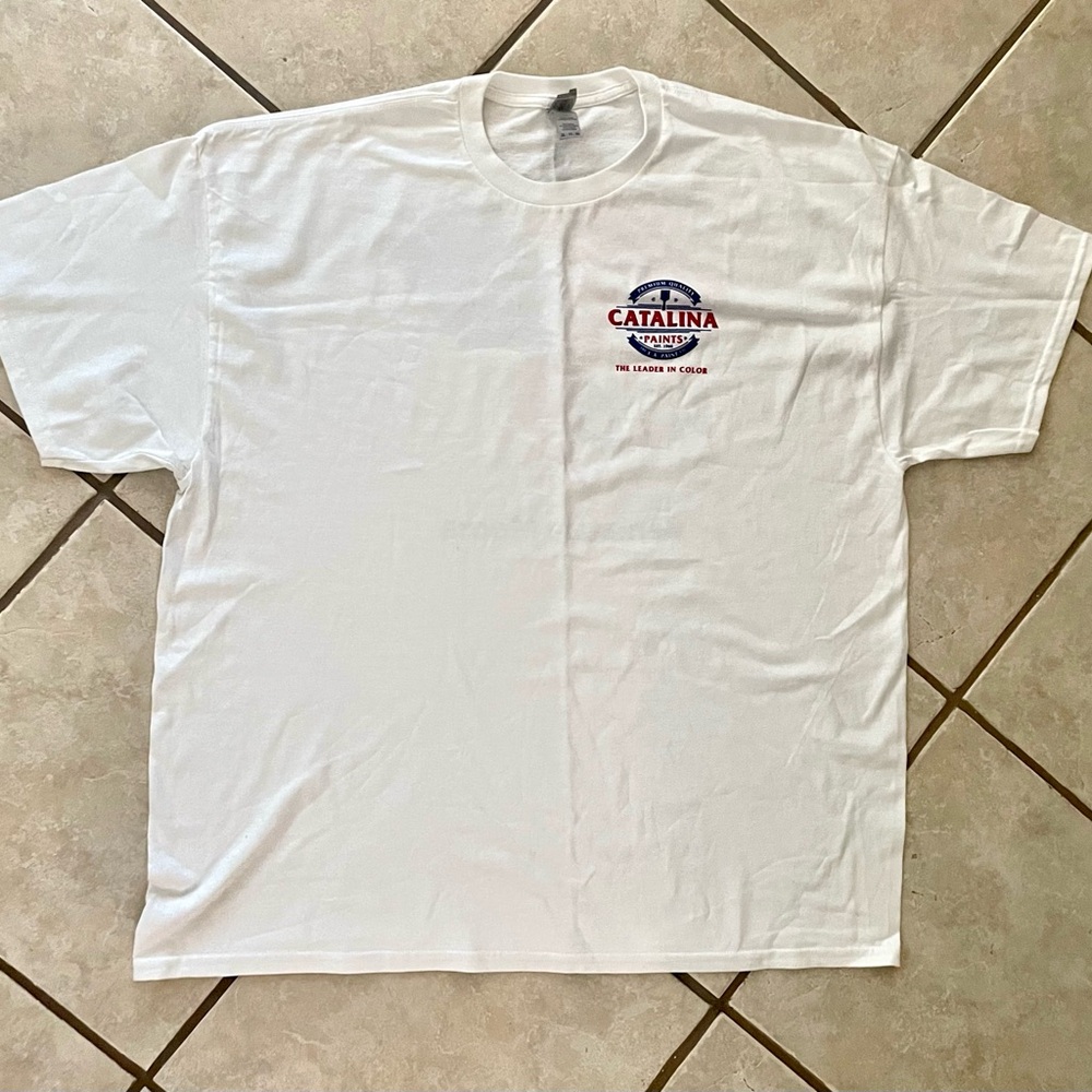 BENJAMIN MOORE CATALINA PAINTS WHITE LOGO SHORT SLEEVE CREW NECK T-SHIRT 2XL